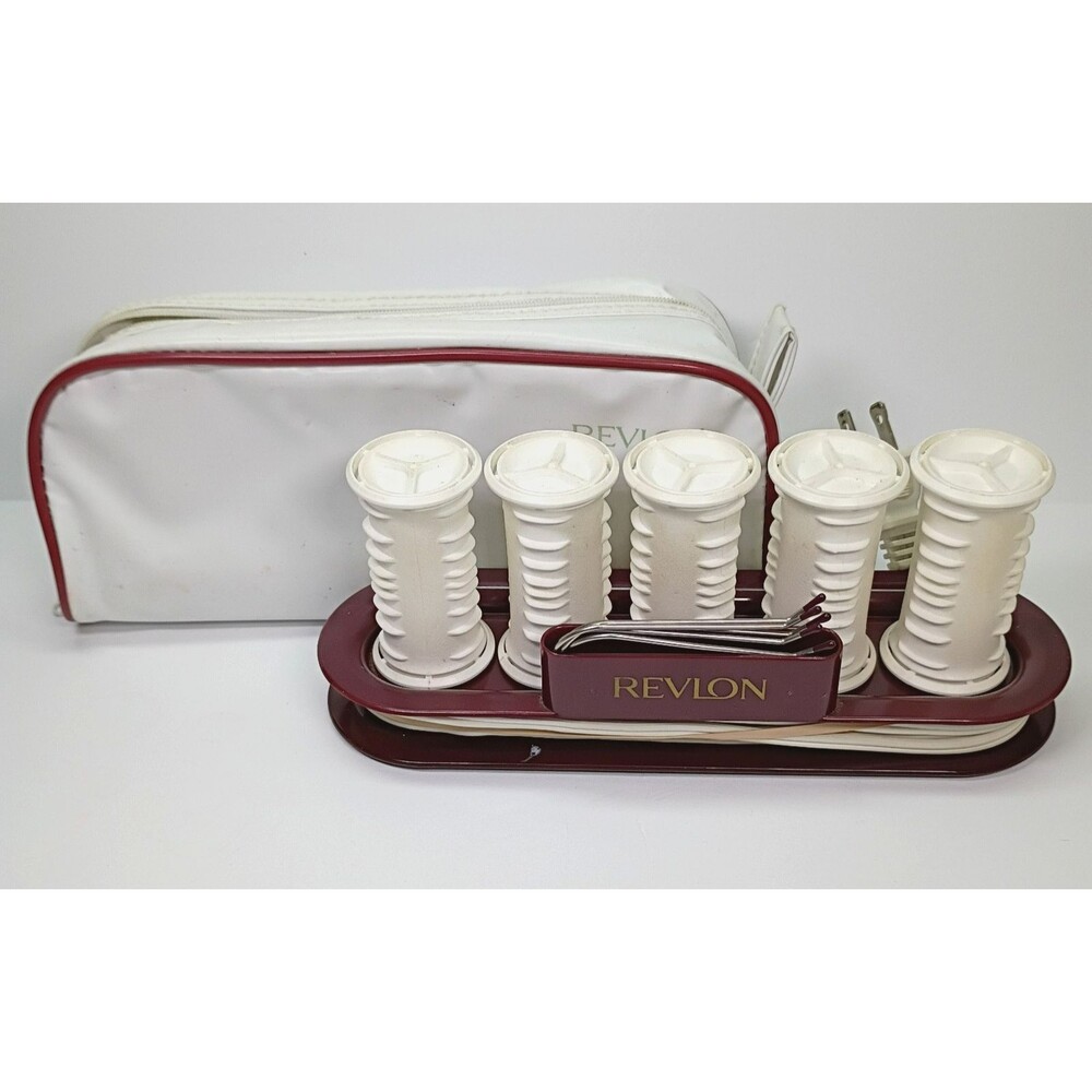 VTG REVLON 5 Travel Hot Rollers Curlers + CLIPS /BAG -DUAL VOLTAGE TRAVEL
